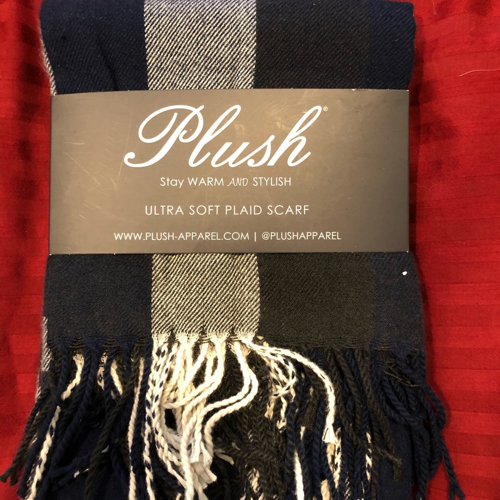 Navy Blue Checkered Scarf